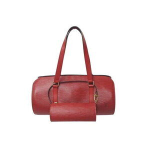 Louis Vuitton Epi Soufflot Handbag Castilian Red Leather
